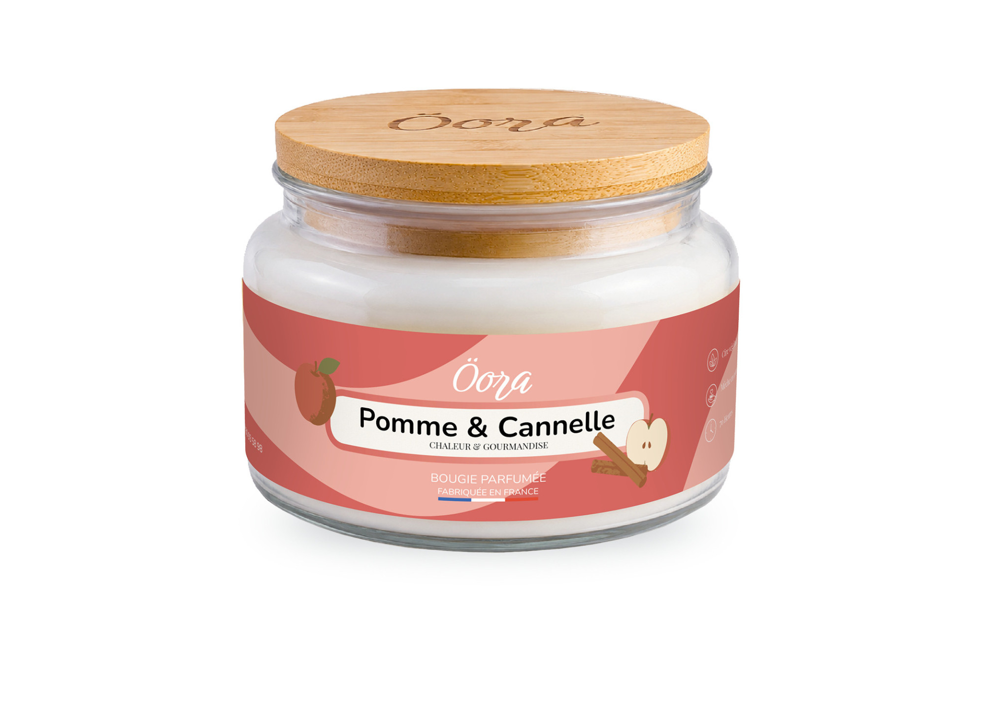 Bougie parfumée Pomme Cannelle 300 g – Cire végétale | Öora