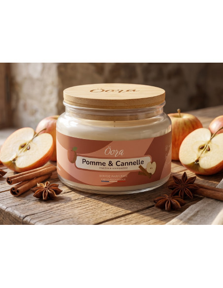 Bougie parfumée Pomme Cannelle 300 g – Cire végétale | Öora