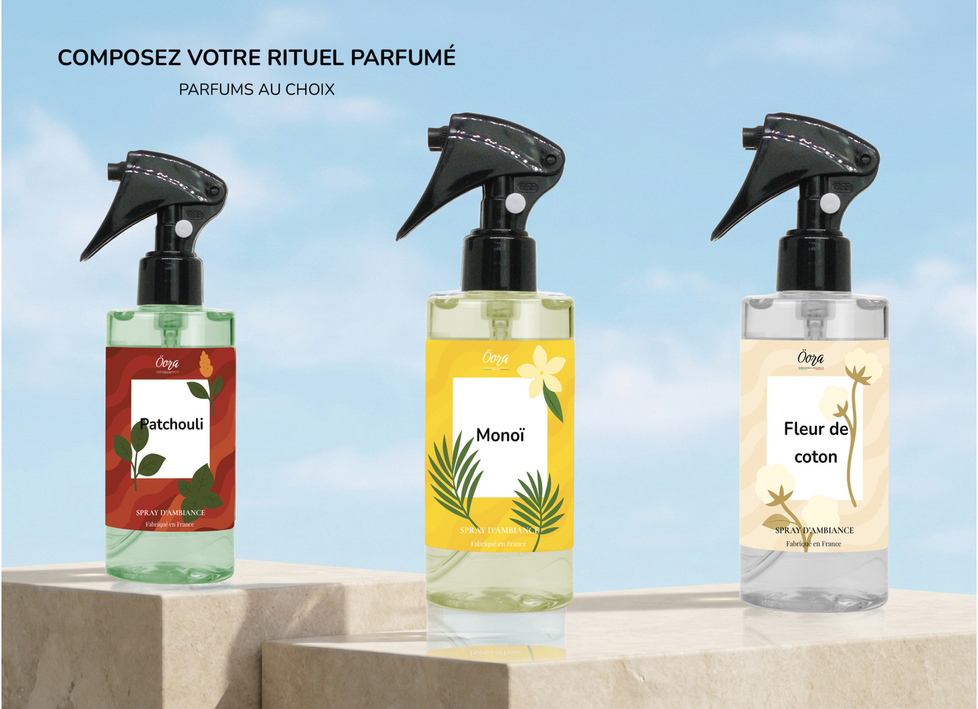 Lot de 3 sprays d’ambiance au choix – Öora