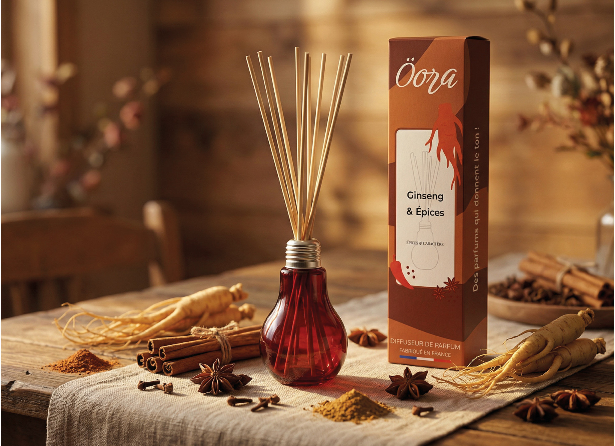 Bouquet parfumé Ginseng et épices  – Parfum Énergisant & Boisé | Öora