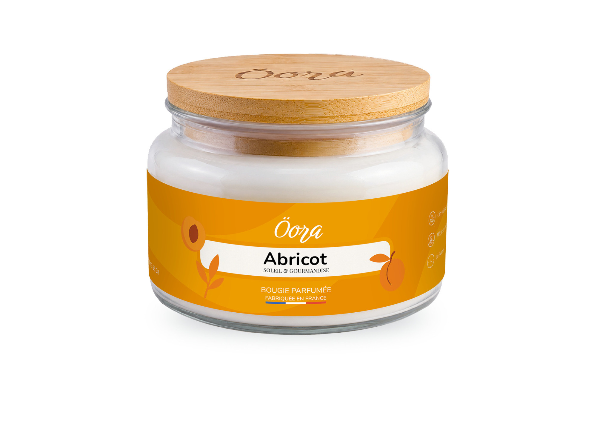 Bougie parfumée Abricot 300 g – Cire végétale | Öora