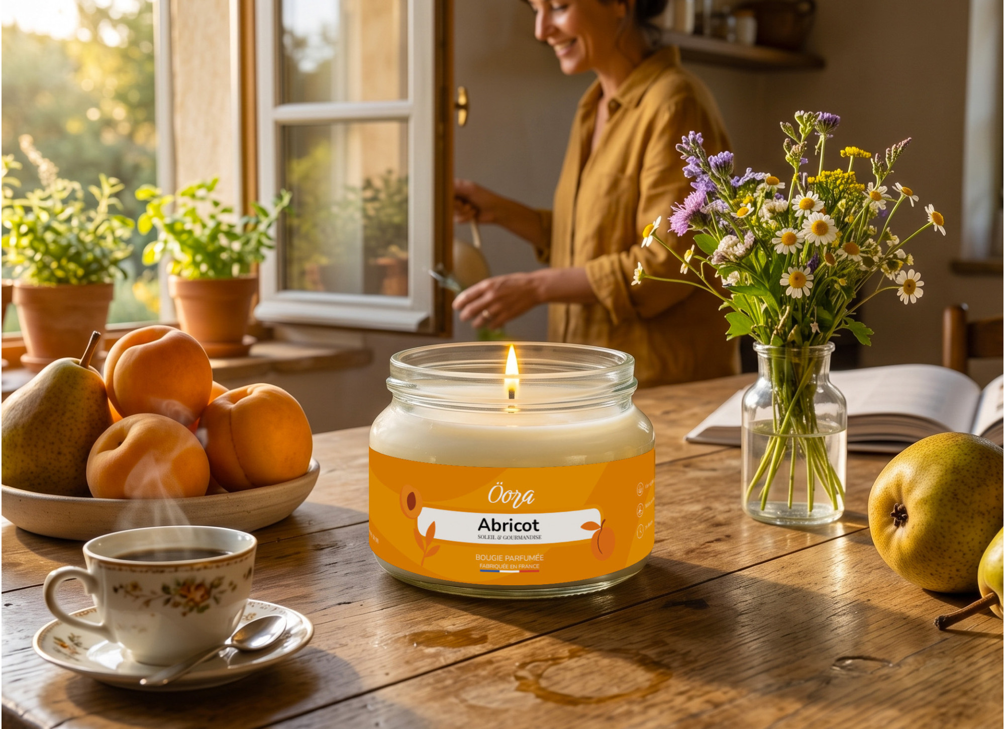 Bougie parfumée Abricot 300 g – Cire végétale | Öora