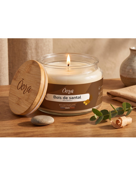 Bougie parfumée Bois de Santal 300 g – Cire végétale | Öora