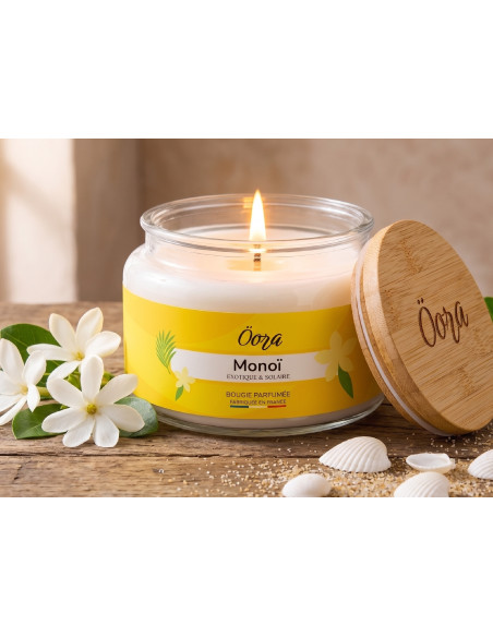 Bougie parfumée Monoï 300 g – Cire végétale | Öora