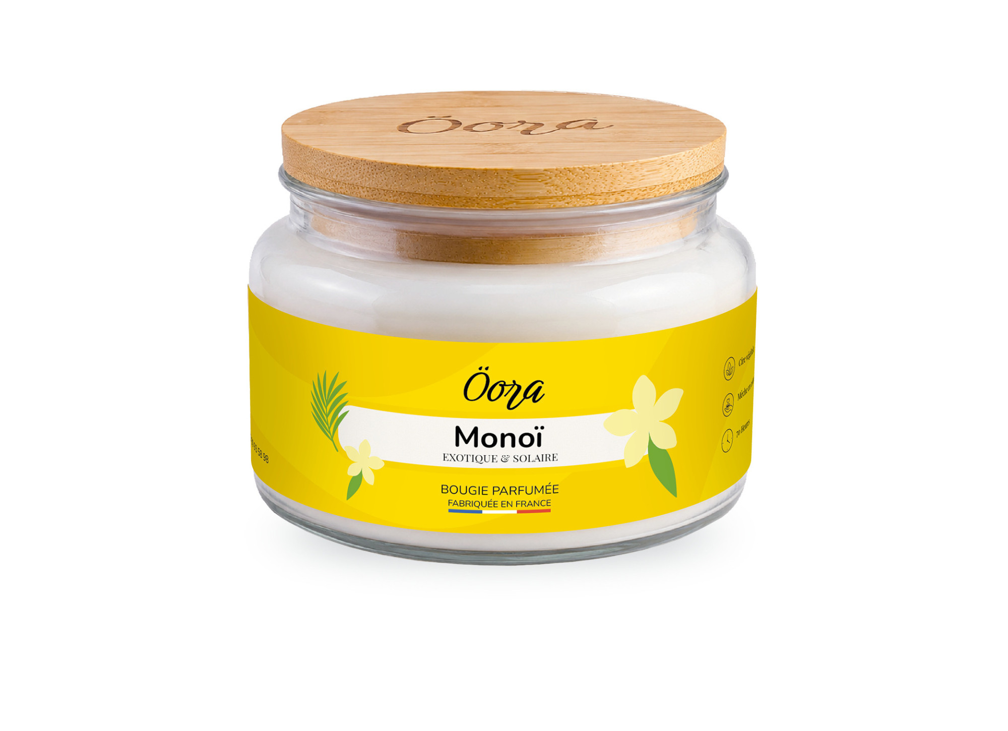 Bougie parfumée Monoï 300 g – Cire végétale | Öora