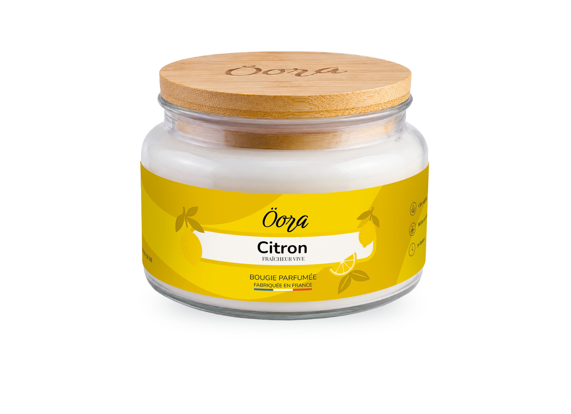 Bougie parfumée Citron 300 g – Cire végétale | Öora