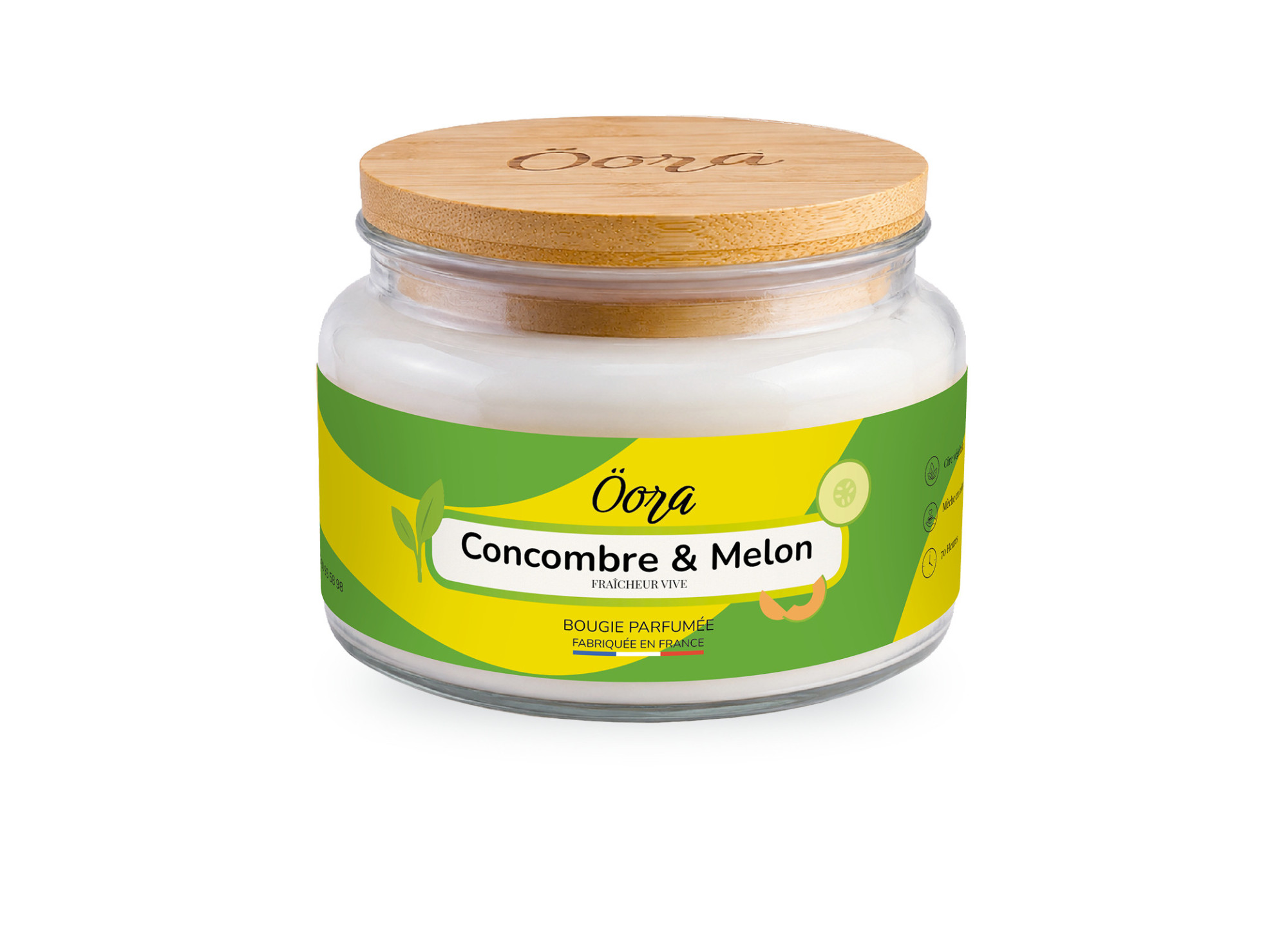 Bougie parfumée Concombre & Melon 300 g – Cire végétale | Öora