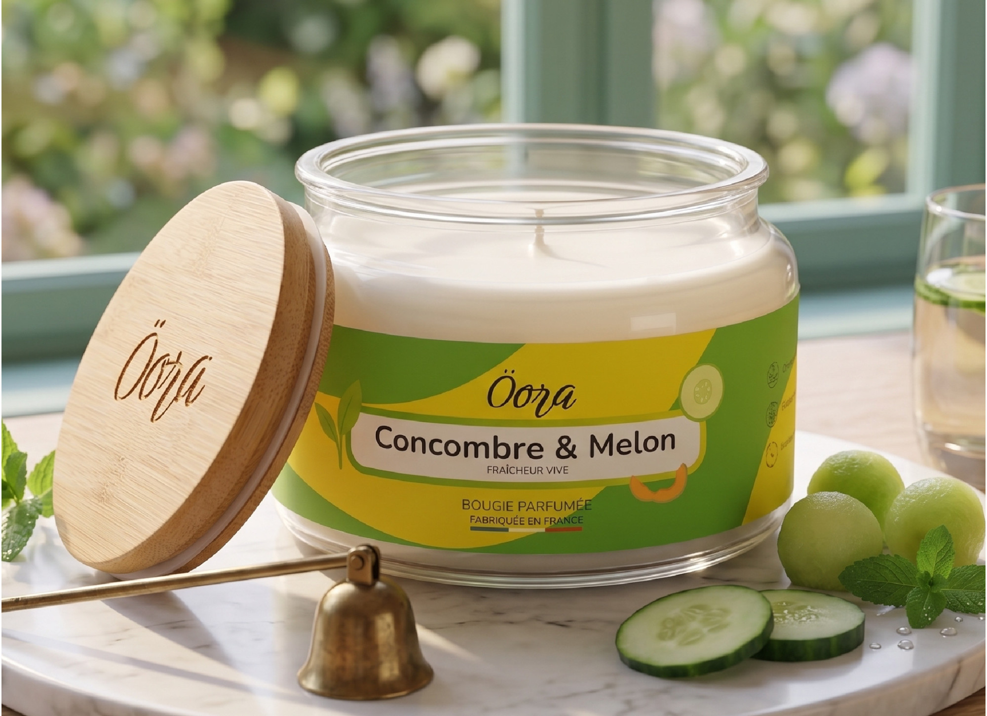 Bougie parfumée Concombre & Melon 300 g – Cire végétale | Öora