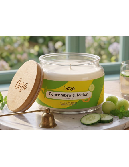 Bougie parfumée Concombre & Melon 300 g – Cire végétale | Öora