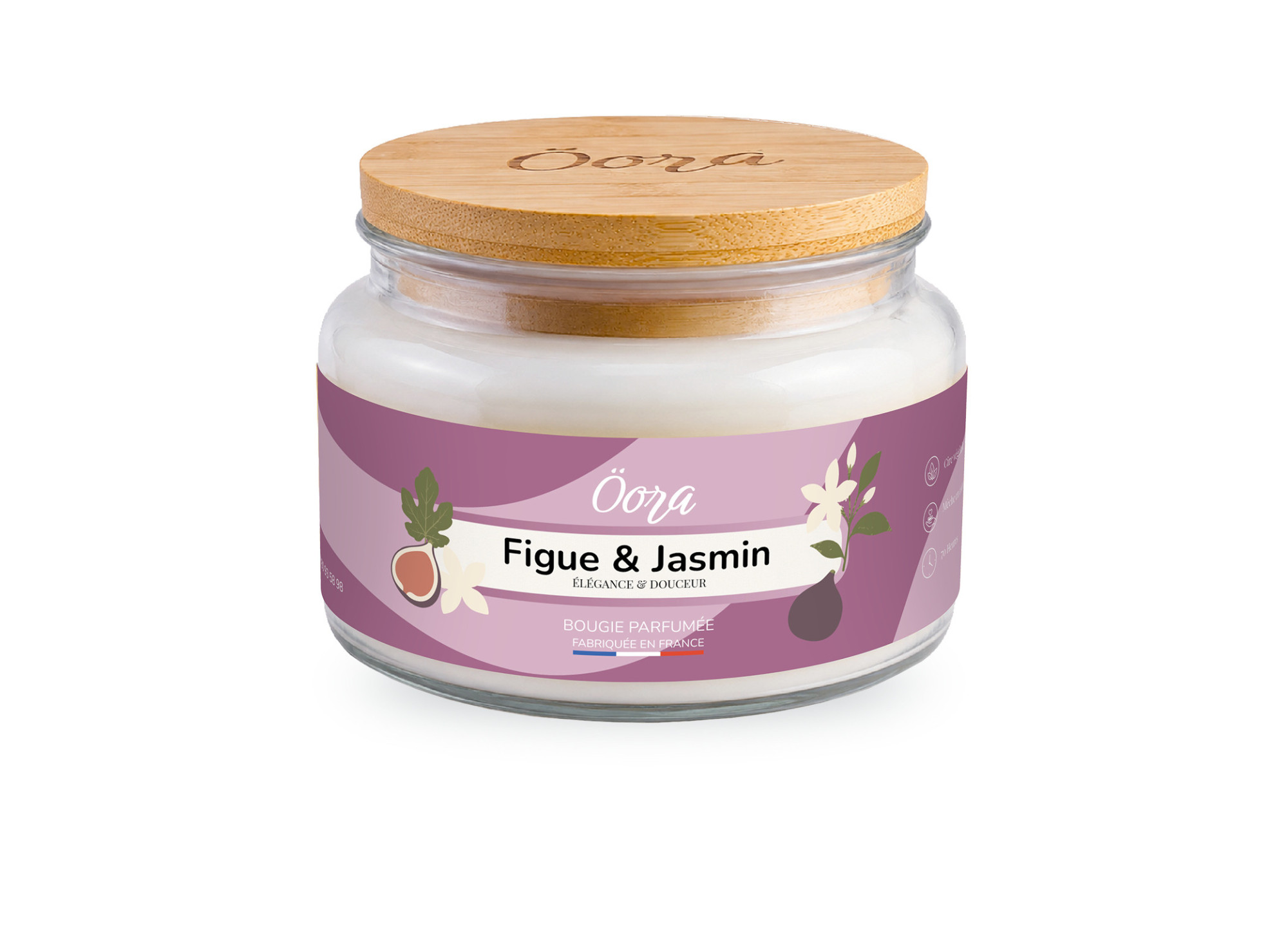 Bougie parfumée Figue & Jasmin 300 g – Cire végétale | Öora
