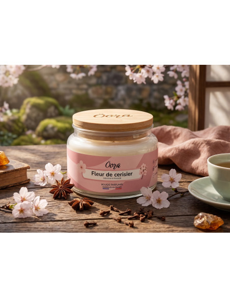 Bougie parfumée Fleur de cerisier 300 g – Cire végétale | Öora