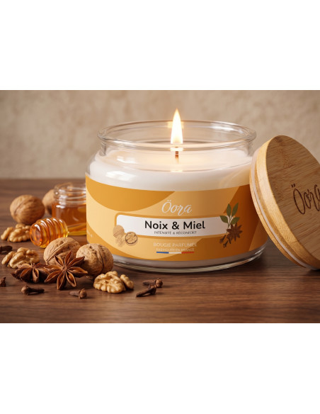 Bougie parfumée Noix et Miel 300 g – Cire végétale | Öora
