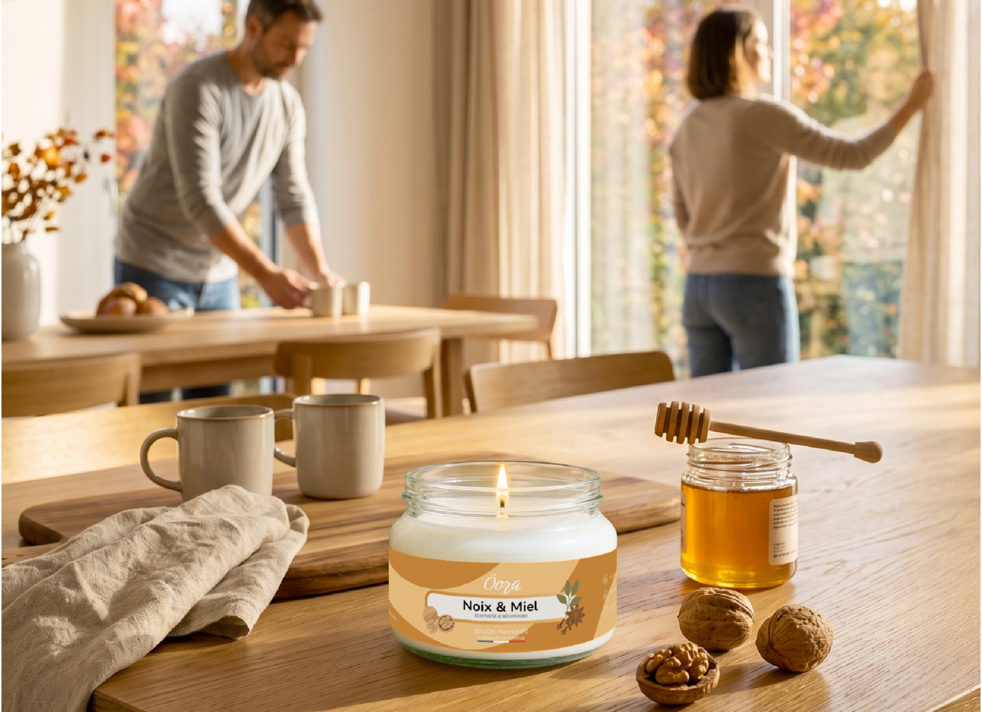 Bougie parfumée Noix et Miel 300 g – Cire végétale | Öora