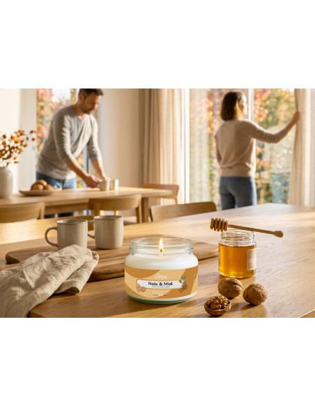 Bougie parfumée Noix et Miel 300 g – Cire végétale | Öora