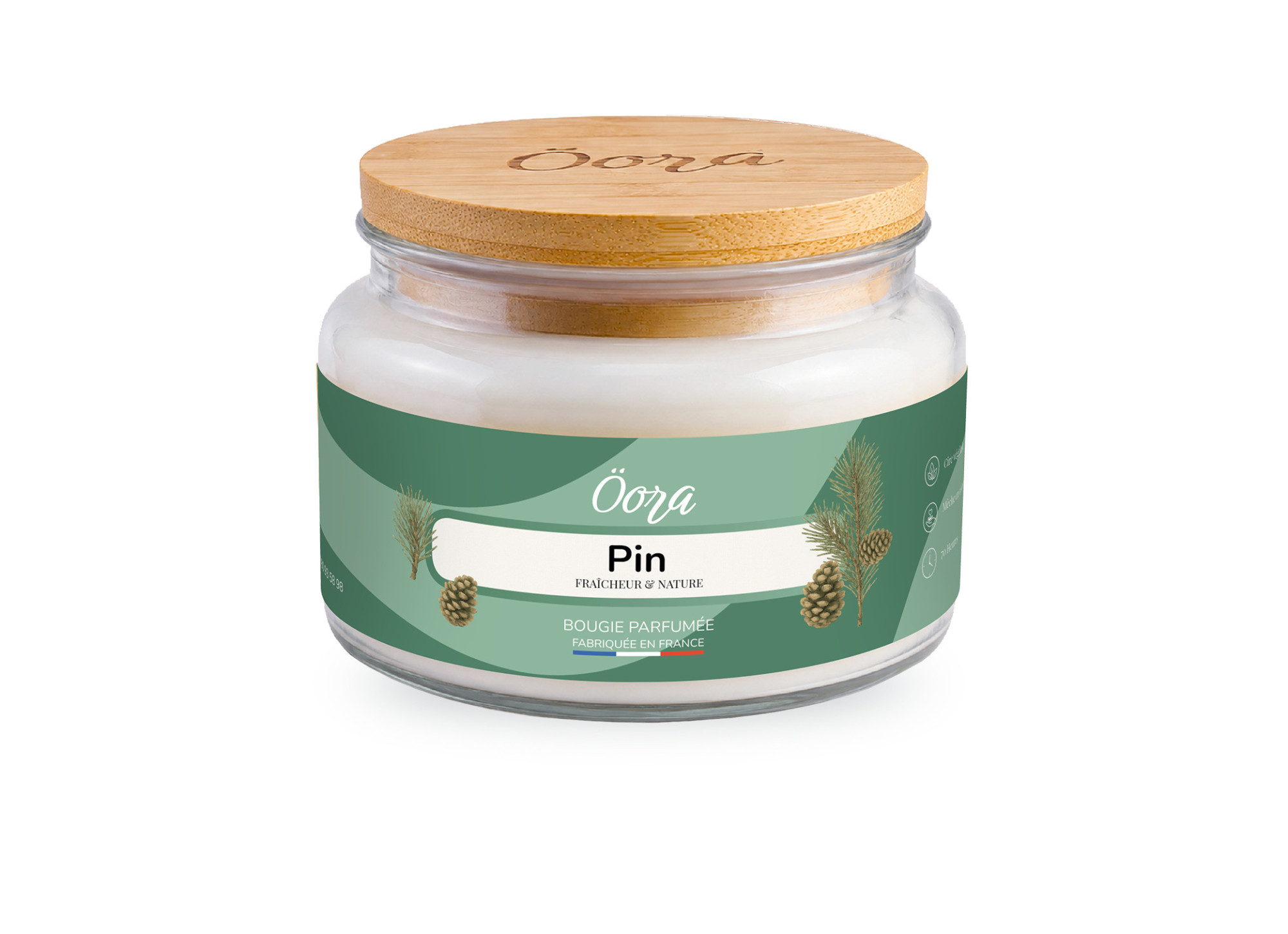 Bougie parfumée Pin 300 g – Cire végétale | Öora
