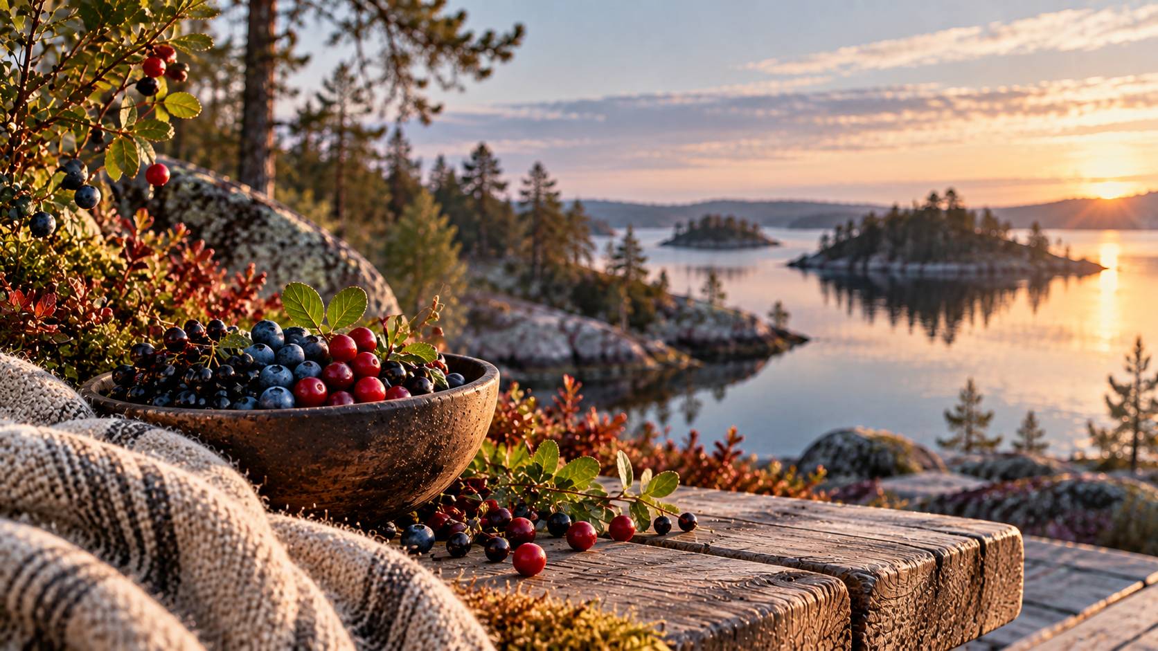 Atmosphère nordique fruitée inspirée du parfum Baies Sauvages au cassis, à la myrtille et à la canneberge Öora