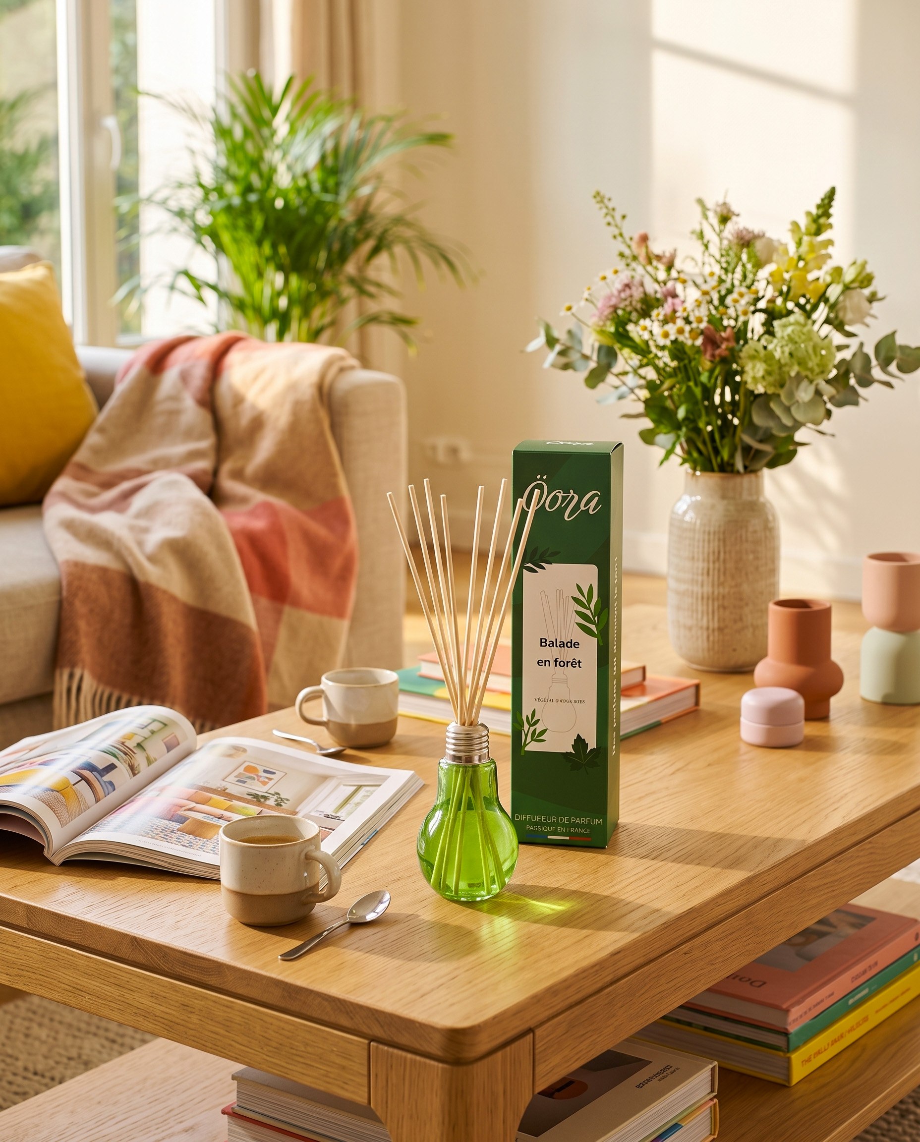 Diffuseur de parfum Öora dans une maison colorée et lumineuse